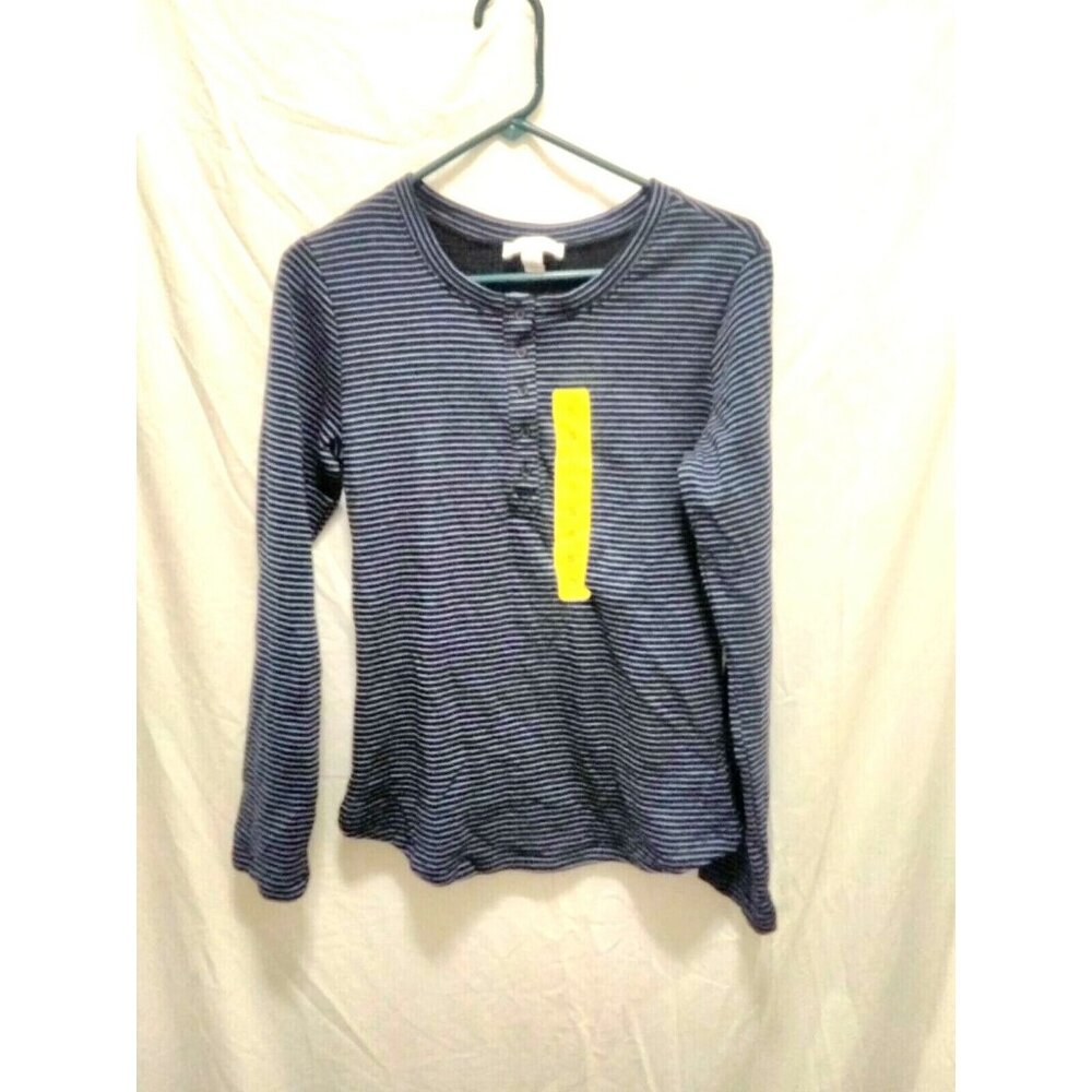 Vintage Americaโ Ariel Henley Two-Toned Blue Striped Top Long Sleeve S New NWT